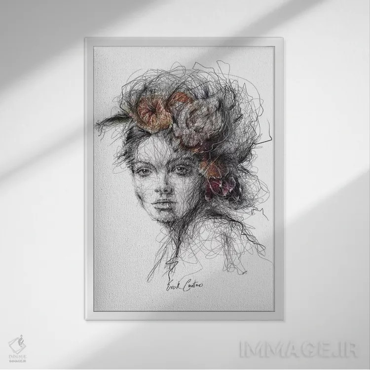 تابلو دکوراتیو اندیشه های گلی II اثر ریک سنتنو - نمای قابدار سفید