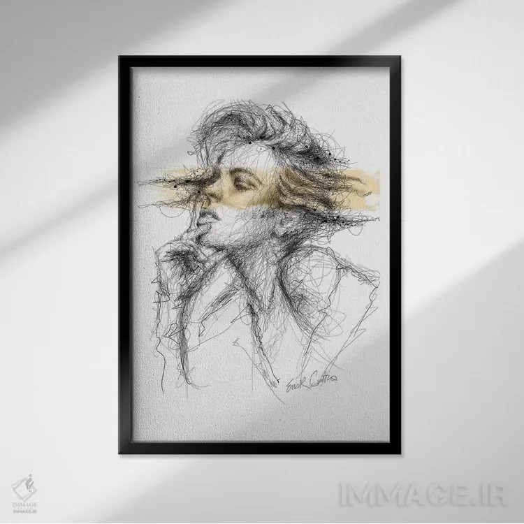 تابلو دکوراتیو اندیشه های طلایی اثر ریک سنتنو - نمای قابدار مشکی