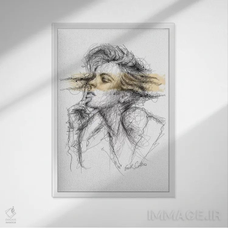 تابلو دکوراتیو اندیشه های طلایی اثر ریک سنتنو - نمای قابدار سفید