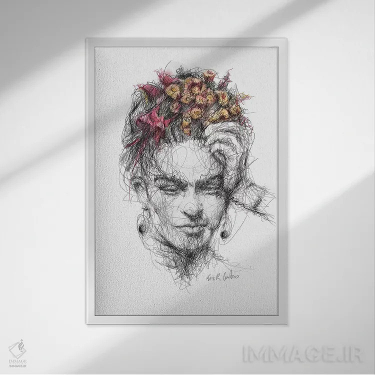 تابلو دکوراتیو فریدا اثر ریک سنتنو - نمای قابدار سفید