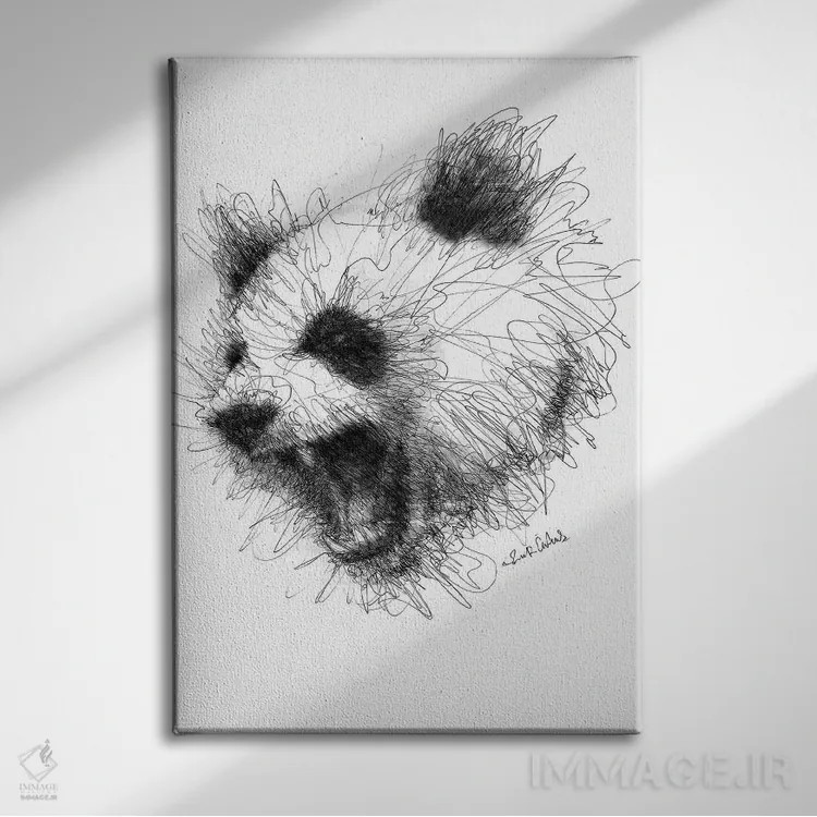 تابلو دکوراتیو پاندای عصبانی اثر ریک سنتنو - نمای روبهرو روی دیوار