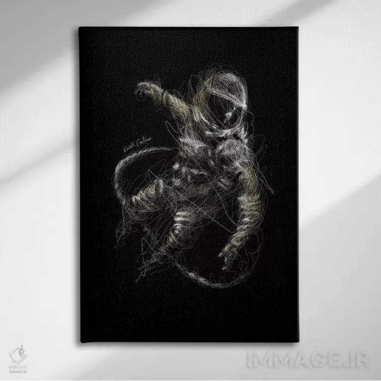 تابلو دکوراتیو طلای نجومی اثر ریک سنتنو - نمای روبهرو روی دیوار