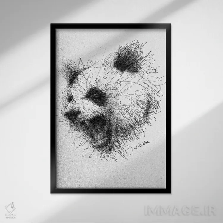تابلو دکوراتیو پاندای عصبانی اثر ریک سنتنو - نمای قابدار مشکی