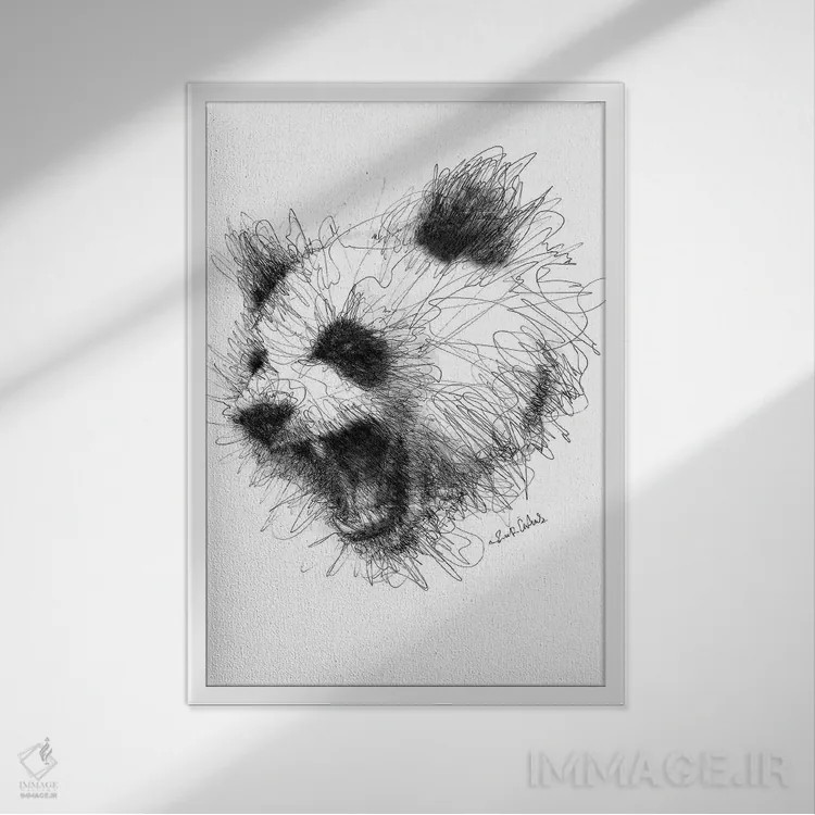 تابلو دکوراتیو پاندای عصبانی اثر ریک سنتنو - نمای قابدار سفید