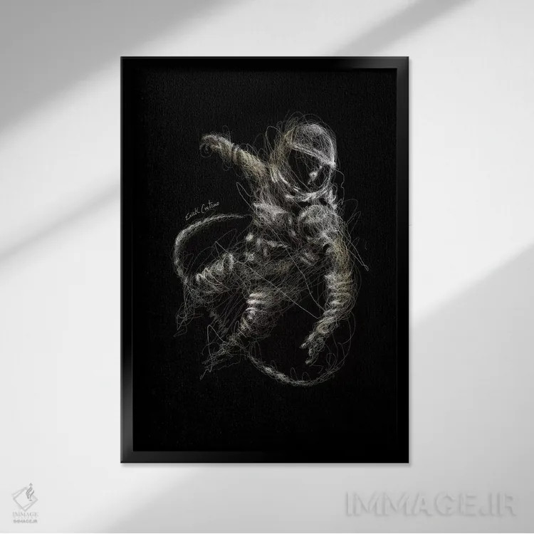 تابلو دکوراتیو طلای نجومی اثر ریک سنتنو - نمای قابدار مشکی