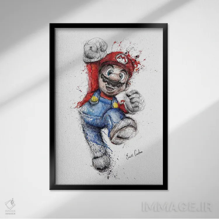 تابلو دکوراتیو ماریو اثر ریک سنتنو - نمای قابدار مشکی