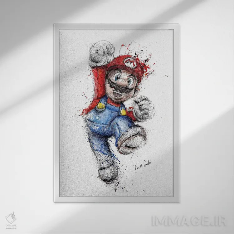 تابلو دکوراتیو ماریو اثر ریک سنتنو - نمای قابدار سفید