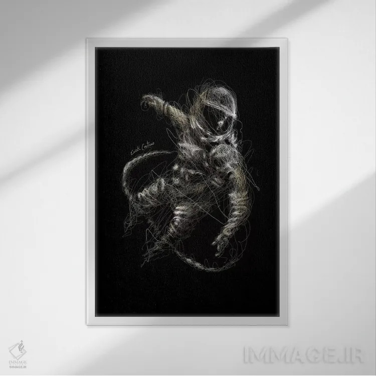 تابلو دکوراتیو طلای نجومی اثر ریک سنتنو - نمای قابدار سفید