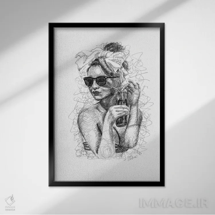 تابلو دکوراتیو پین آپ II اثر ریک سنتنو - نمای قابدار مشکی