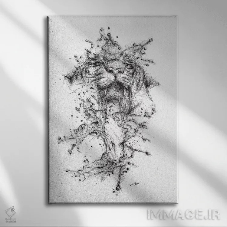 تابلو دکوراتیو ببر آبی اثر ریک سنتنو - نمای روبهرو روی دیوار