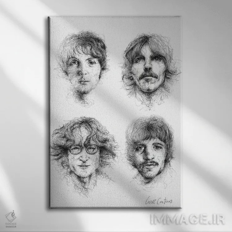 تابلو دکوراتیو بیتلز اثر ریک سنتنو - نمای روبهرو روی دیوار