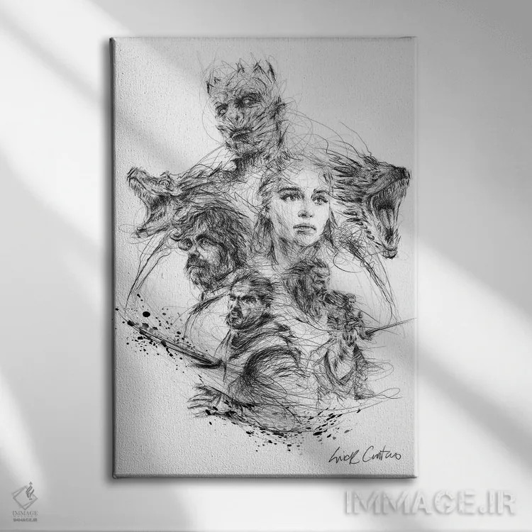 تابلو دکوراتیو گیم آو ترونز اثر ریک سنتنو - نمای روبهرو روی دیوار