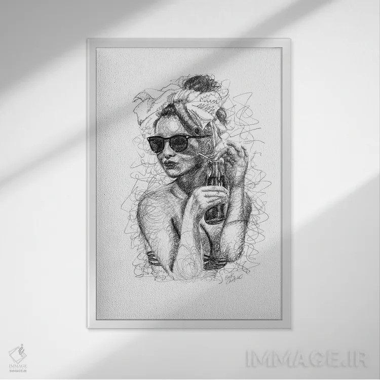 تابلو دکوراتیو پین آپ II اثر ریک سنتنو - نمای قابدار سفید