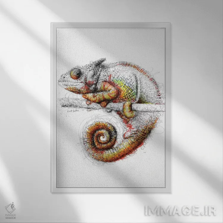 تابلو دکوراتیو آفتاب پرست اثر ریک سنتنو - نمای قابدار سفید