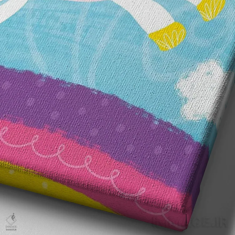 تابلو دکوراتیو رویاهای اسب شاخدار اثر امیلی کرامول - نمای نزدیک بافت بوم