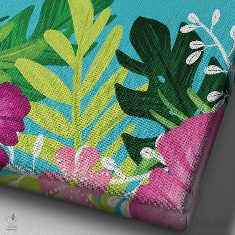 تابلو دکوراتیو بهشت گرمسیری II اثر امیلی کرامول - نمای نزدیک بافت بوم