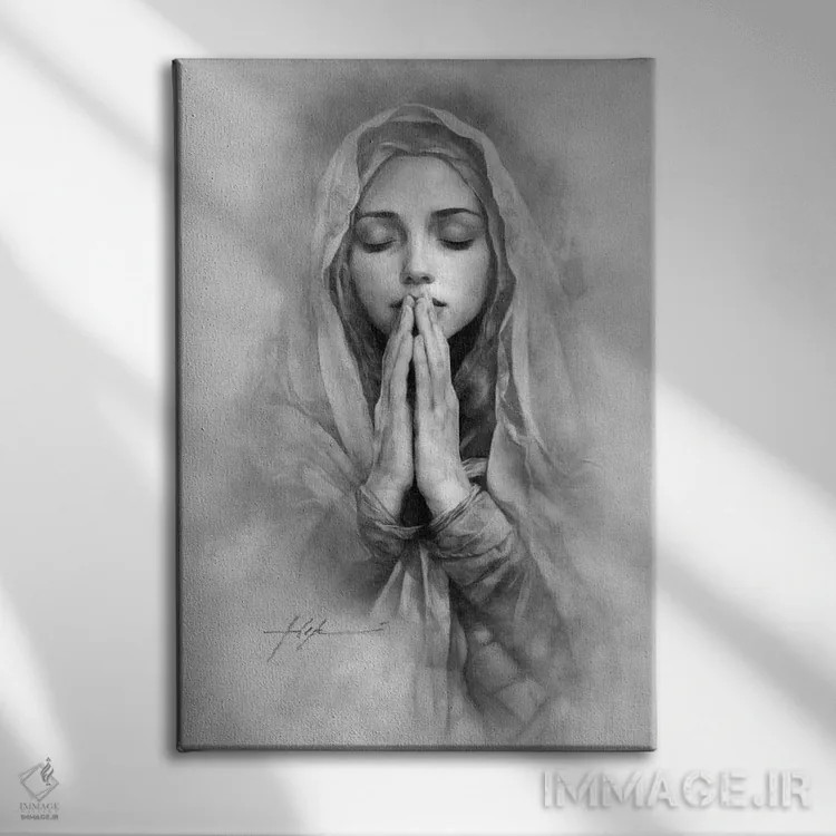تابلو دکوراتیو مریم در حال دعا کردن اثر جف اچواریا - نمای روبهرو روی دیوار