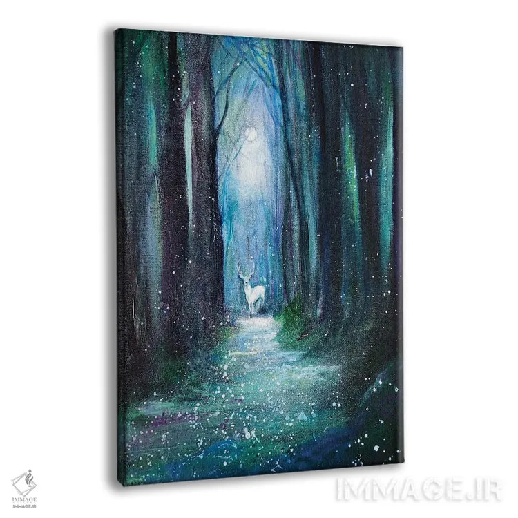 تابلو دکوراتیو جنگل سبز و آبی اثر اما کاترین دبس - نمای پرسپکتیو محصول