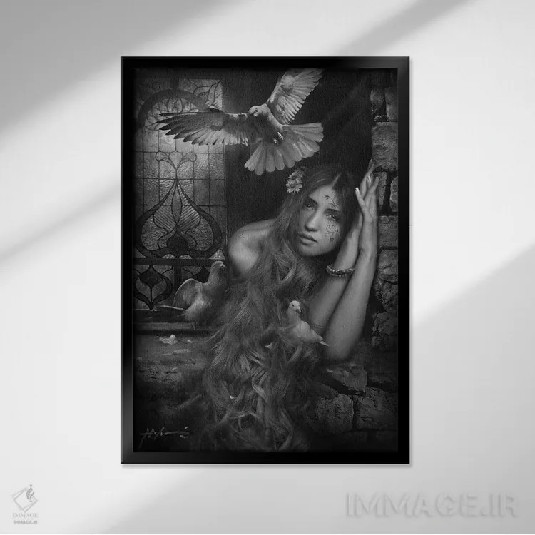 تابلو دکوراتیو راپونزل اثر جف اچواریا - نمای قابدار مشکی