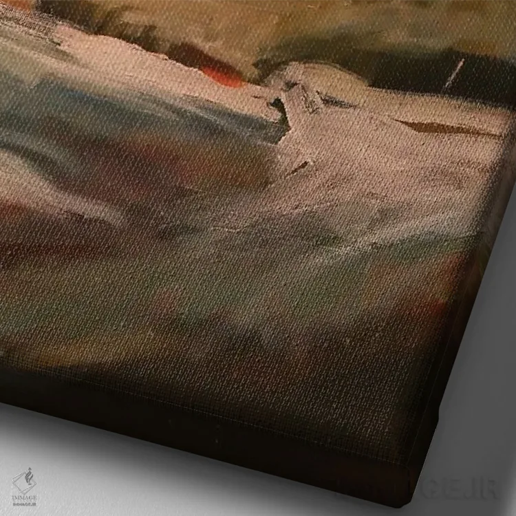 تابلو انتزاعی چشم انداز صخره اثر اددی باربینی - نمای نزدیک بافت بوم