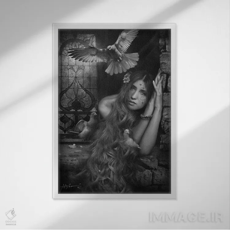 تابلو دکوراتیو راپونزل اثر جف اچواریا - نمای قابدار سفید