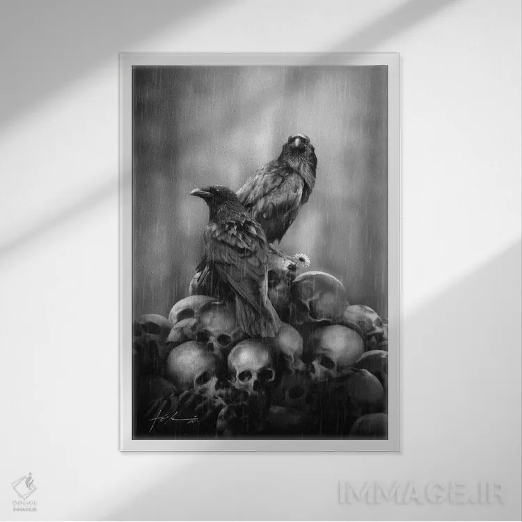 تابلو دکوراتیو هوگین و مونین اثر جف اچواریا - نمای قابدار سفید