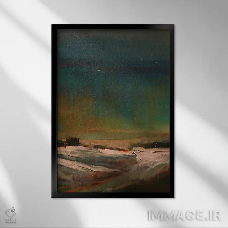 تابلو انتزاعی چشم انداز صخره اثر اددی باربینی - نمای قابدار مشکی