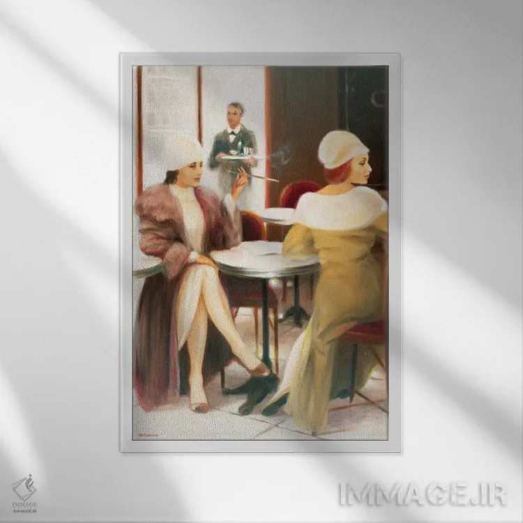 تابلو دکوراتیو کافه ۱ اثر ای دنیس - نمای قابدار سفید