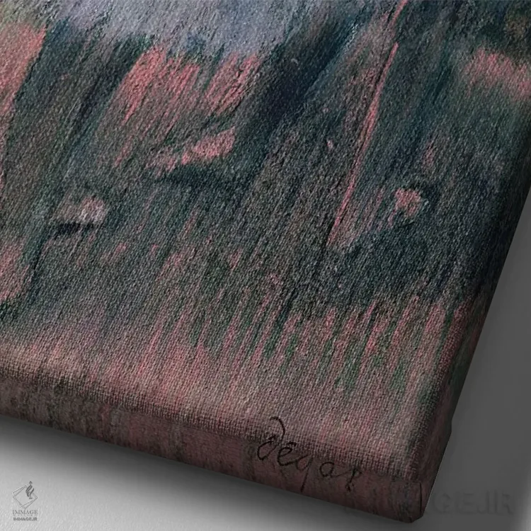 تابلو کلاسیک رقصندگان در لباس ارغوانی اثر ادگار دگا - نمای نزدیک بافت بوم