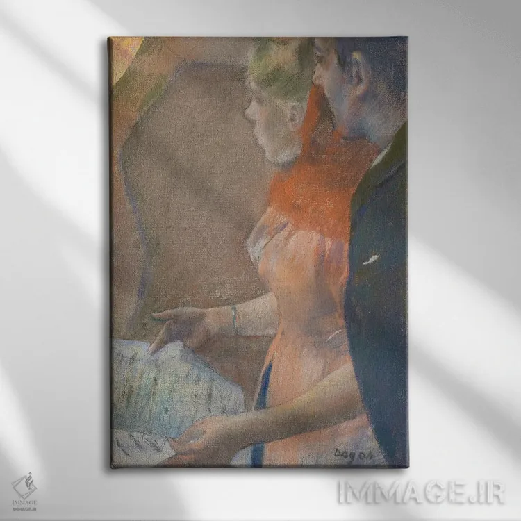 تابلو کلاسیک پشت صحنه، حدود ۱۸۸۲-۱۸۸۵ اثر ادگار دگا - نمای روبهرو روی دیوار