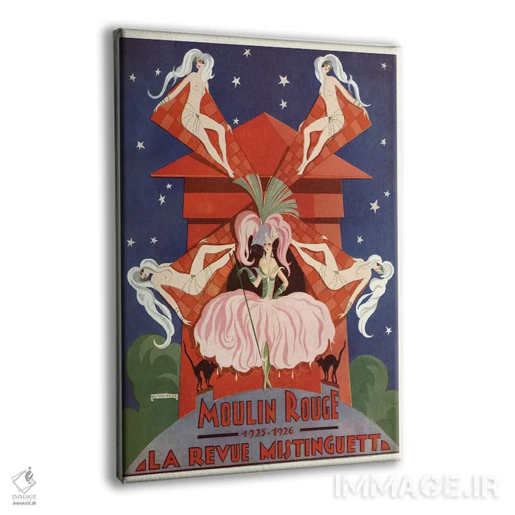 تابلو دکوراتیو آگهی تبلیغاتی مولن روژ: نمایش میستنگت، ۱۹۲۶ اثر ادوارد هالوز - نمای پرسپکتیو محصول