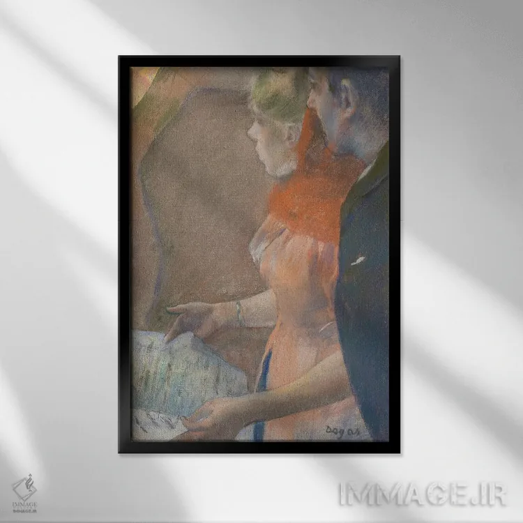 تابلو کلاسیک پشت صحنه، حدود ۱۸۸۲-۱۸۸۵ اثر ادگار دگا - نمای قابدار مشکی