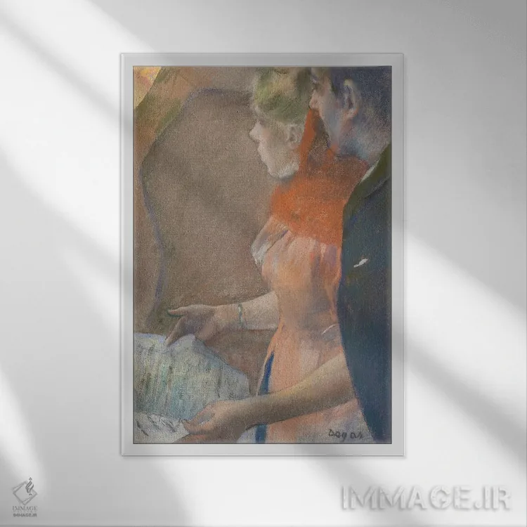 تابلو کلاسیک پشت صحنه، حدود ۱۸۸۲-۱۸۸۵ اثر ادگار دگا - نمای قابدار سفید