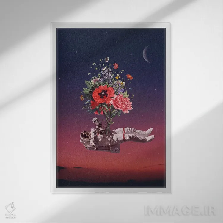 تابلو دکوراتیو شکوفایی زندگی اثر انکل دیکا - نمای قابدار سفید