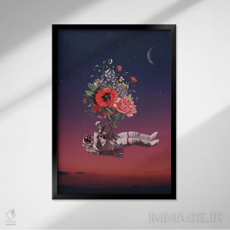 تابلو دکوراتیو شکوفایی زندگی اثر انکل دیکا - نمای قابدار مشکی