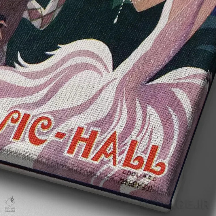 تابلو دکوراتیو آگهی تبلیغاتی تالار موسیقی مولن روژ، دهه ۱۹۲۰ اثر ادوارد هالوز - نمای نزدیک بافت بوم