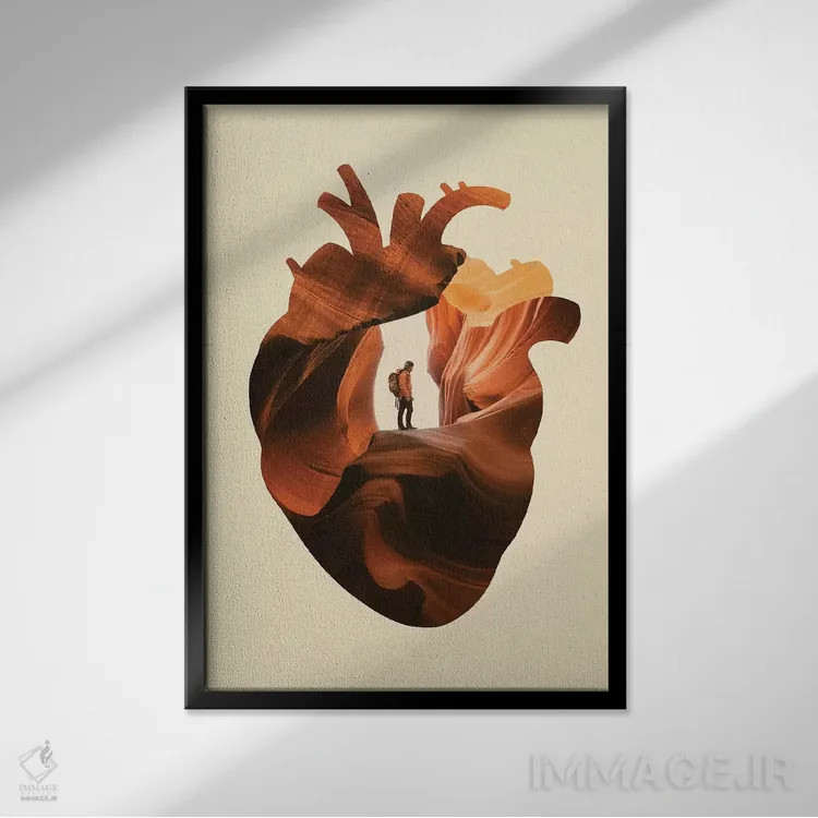 تابلو دکوراتیو کاوشگر قلب اثر انکل دیکا - نمای قابدار مشکی