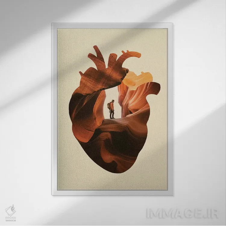 تابلو دکوراتیو کاوشگر قلب اثر انکل دیکا - نمای قابدار سفید