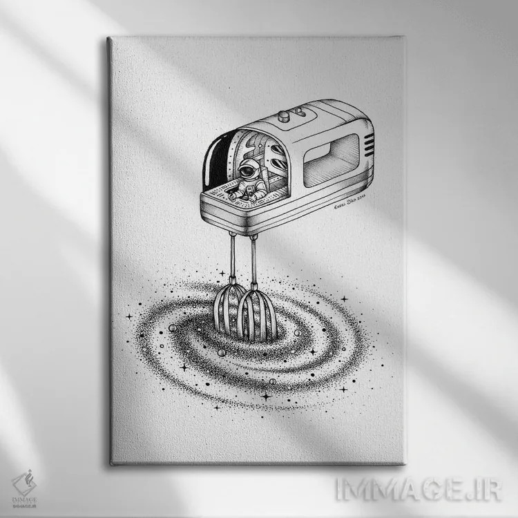 تابلو دکوراتیو ترکیب کن ۱ اثر انکل دیکا - نمای روبهرو روی دیوار