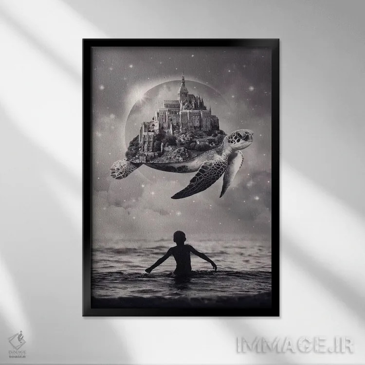 تابلو دکوراتیو لحظات شادکامی اثر انکل دیکا - نمای قابدار مشکی