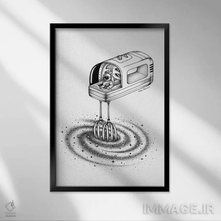 تابلو دکوراتیو ترکیب کن ۱ اثر انکل دیکا - نمای قابدار مشکی