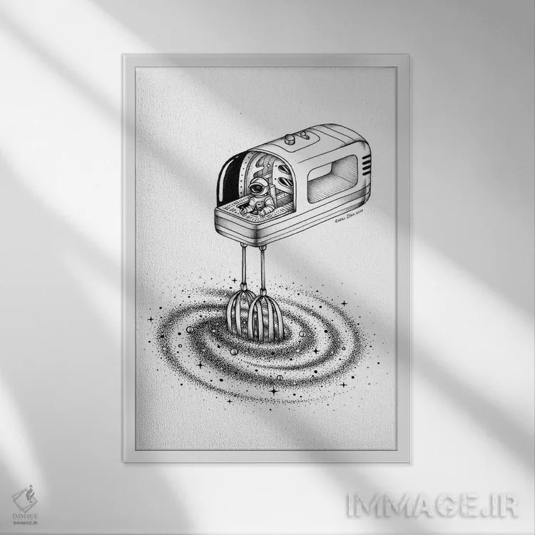 تابلو دکوراتیو ترکیب کن ۱ اثر انکل دیکا - نمای قابدار سفید