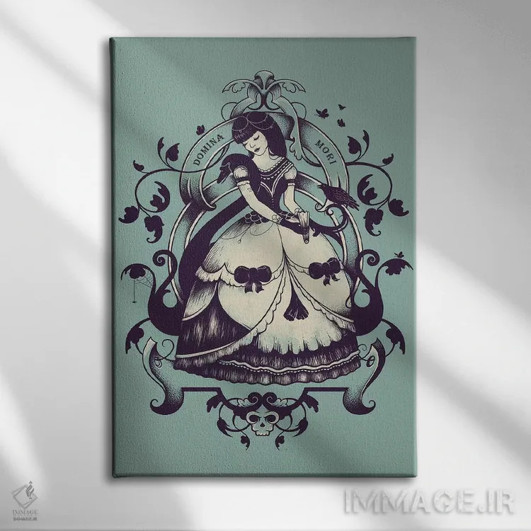 تابلو دکوراتیو خانم مرگ اثر انکل دیکا - نمای روبهرو روی دیوار