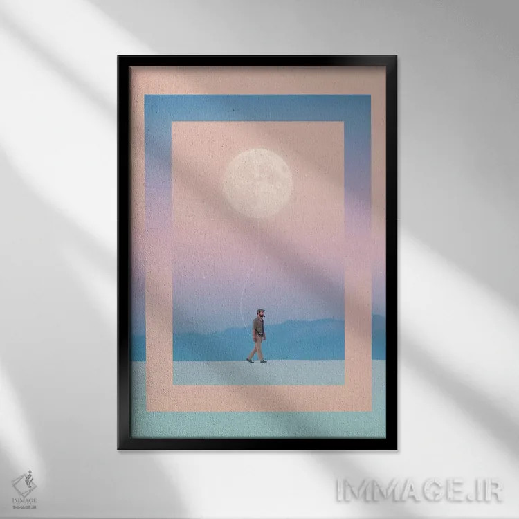 تابلو دکوراتیو ماه پیما اثر انکل دیکا - نمای قابدار مشکی