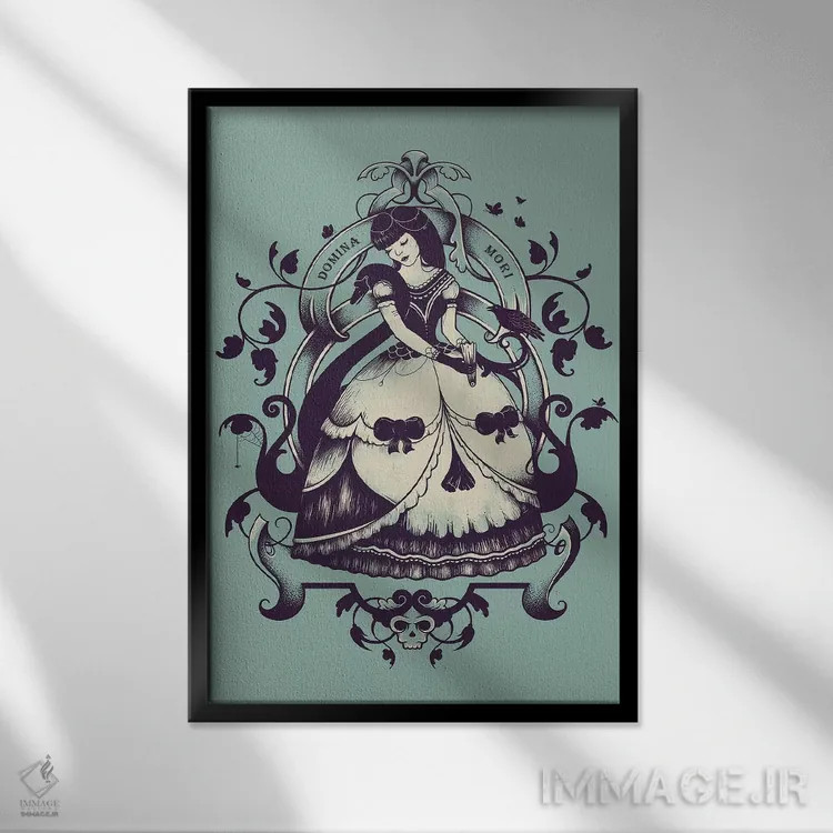 تابلو دکوراتیو خانم مرگ اثر انکل دیکا - نمای قابدار مشکی