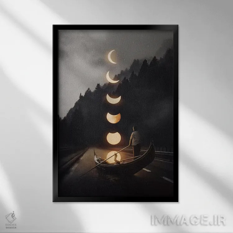 تابلو دکوراتیو سواری ماه ۲۴ اثر انکل دیکا - نمای قابدار مشکی