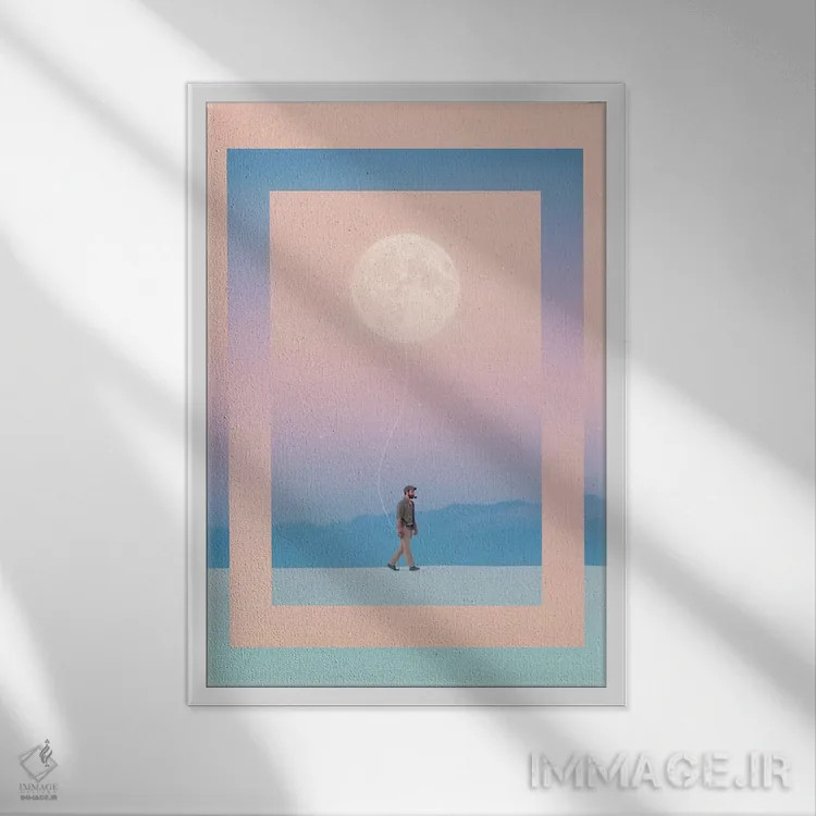 تابلو دکوراتیو ماه پیما اثر انکل دیکا - نمای قابدار سفید