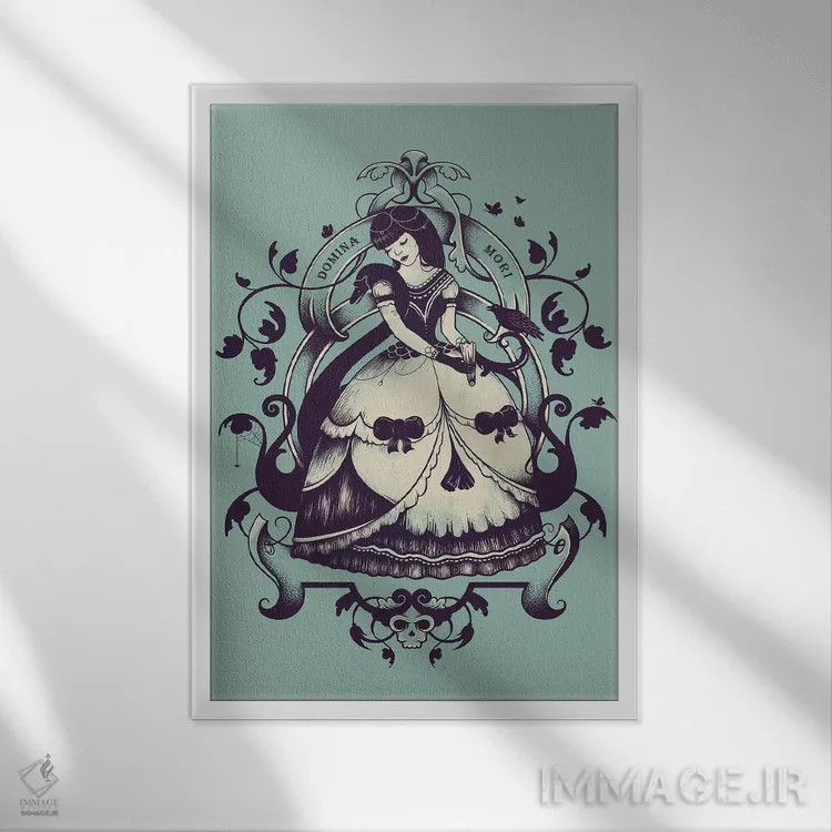 تابلو دکوراتیو خانم مرگ اثر انکل دیکا - نمای قابدار سفید