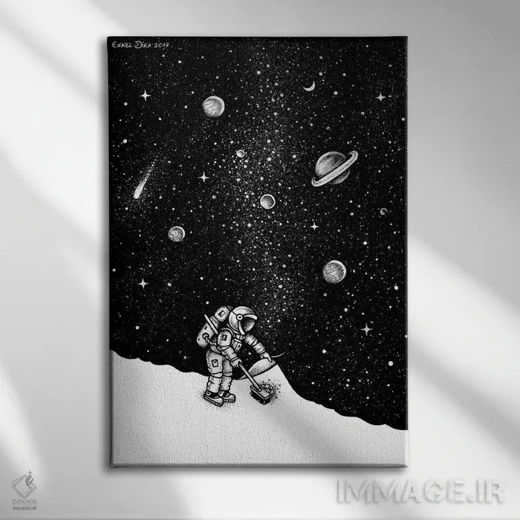تابلو دکوراتیو گرد و غبار فضایی اثر انکل دیکا - نمای روبهرو روی دیوار