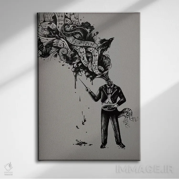 تابلو دکوراتیو آشوب صداها اثر انکل دیکا - نمای روبهرو روی دیوار